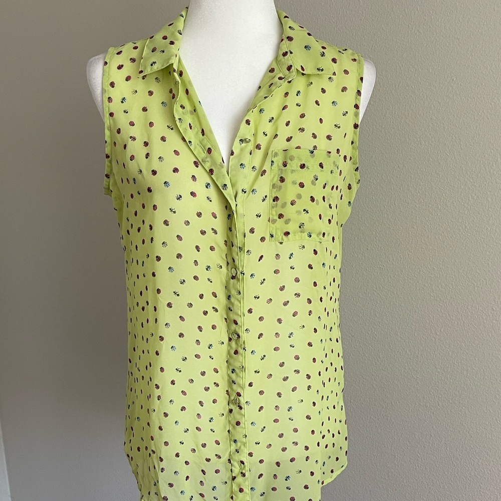 Liz Claiborne Ladybug Sleeveless Blouse Size M - Picture 2 of 5